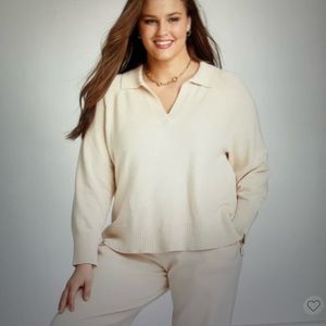 Ava & Viv Plus size split neck pull over sweater
